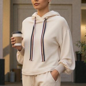 Ramy Brooke Tatum Puff-Sleeve Hoodie - Bone ~$155